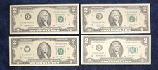 4 Uncirculated $2 Bills - Sequential Pairs (Series 1995 & 2013) - Crisp picture