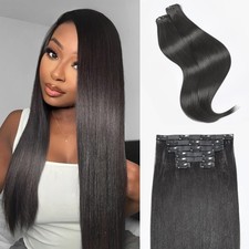 LUVME Seamless Clip in Hair Extensions Yaki Straight, 2 Pack 18 Inch 100g 7PCS, picture
