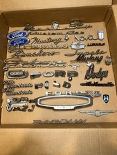 Vintge 30pc Car Emblem Lot Gm Ford Dodge Buick Script Mercury Galaxie CommandoV8 picture