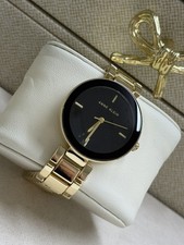 Anne Klein Women’s AK/1018 BKBK Premium Crystal Accented Gold-Tone Black NIB picture