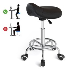 Saddle Stool Ergonomic Adjustable Rolling Chair,PU Seat with Casters for Office  picture