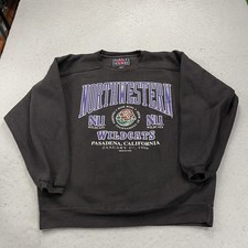 VINTAGE Northwestern Wildcats Sweatshirt Mens Large Rose Bowl Galt Sand NCAA 90s picture