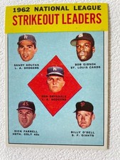 1963 TOPPS Baseball #9 NL STRIKEOUT LEADERS EXCELLENT PLUS picture