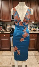 💥STUNNING MANDALAY Y2K JULIAN JOYCE Evening COCKTAIL DRESS Embellished TURQ B 4 picture