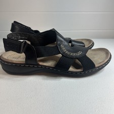 Clarks Collection Women’s Sandals Size 9 M Black Leather Leisa Lakelyn Comfort picture
