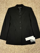 NWTs Josephine Chaus 100% Silk Blazer True Black Single 3 Button Size 4 picture