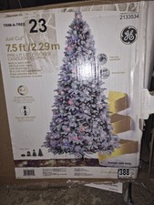 🎄 Title GE 7.5ft Pre-Lit Snowy Christmas Tree – Dual Color Lights & 8 Effects picture