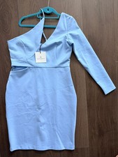 Chloe Kristyn One Shoulder and Slit Knit Dress in Dusk Blue Size L NWT $338 picture
