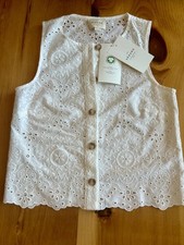 New With Tags Sezane White Embroidered Roni Sleeveless Top Size 2 ORIG. $85 picture