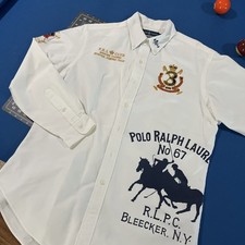 VTG Ralph Lauren Bleecker NY Button-Up Shirt Mens L White Mercer Polo Club Y2K picture