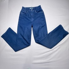 Good American Good Curve Straight Leg Jeans Dark Indigo Size 0/25 High Rise picture