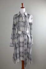 WORTH New York NWT Wool Silver Metallic Plaid Belted Shirt Dress Size 0 picture