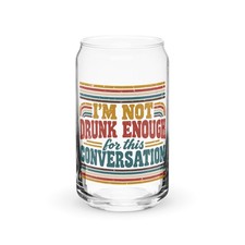 Pint Glass Vintage. 1970's Style Barware. Beer Can Pint Glass picture