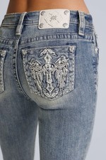 🧡*NWT*Miss Me Reign Bootcut Mid-Rise Jeans Women's Size 27x30 - Light Wash $134 picture