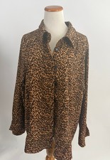 D&C Denim & Co  Leopard print Shirt Jacket women's 2X picture