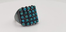 Vintage Southwestern Sterling Silver Turquoise Cluster Ring picture