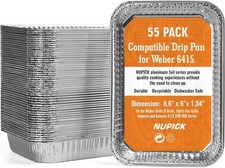 55 Pack Small Drip Pans Weber Aluminum X Pan Grill Of Genesis Spirit Q Bbq 8.5x6 picture