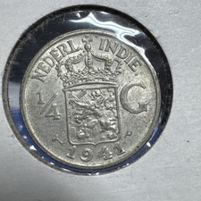 1941 Netherlands 1/4 Gulden Silver Coin, East Indies,  (multiple available) picture