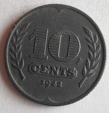 1941 NETHERLANDS 10 CENTS - Great WW2 Era Coin -  - Netherlands Bin #C picture