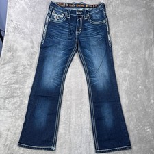 Rock Revival Jeans Men Bootcut Ace Mens 33x32 Blue Denim picture