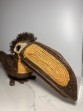 VTG Hand Woven Palm/ Chunga Fiber Toucan Bird Sculpture Panama 1970s  picture