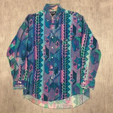 Vintage Wrangler Brushpopper X-Longtail 16-34 Aztec Western Cowboy USA 90s Large picture