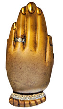 VOLUPTE Golden Gesture Hand Compact Original Branded Puff & Mirror VTG 1940s picture