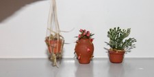 3 Vintage  Terracotta Strawberry & Hanging Pot Dollhouse Miniature picture