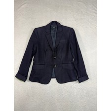 J.Crew Navy Blue Wool Blend Two Button Blazer Jacket with Green Cuff Detail picture
