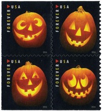 USPS Stamps 2016 Halloween Jack-O'-Lantern Unused book of 20 Scott 5137-40 picture