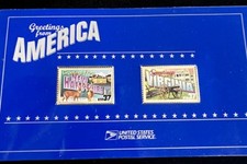 1.5Ozt. SILVER USPS Greetings From America .999 Silver Ingots N.H.& VA. picture