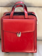 Jack Georges Milano Business Wheeler Vertical Laptop Bag Red Leather Briefcase picture