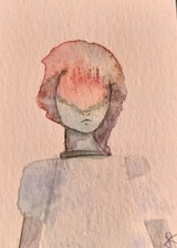 ACEO  Original  Painting Surreal Illustration Mixed Media Portrait Jess Russell picture