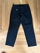 Alfani Womens Capris Pants Black Flat Front Straight Leg Elastic Waist Size 2 picture
