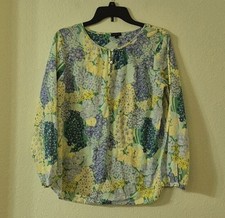 Talbots Floral Button-Front Blouse in Yellow, Green & Blue picture