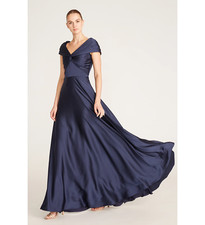 Theia Francesca Navy Twist A Line Gown Size 10 $795 NWT picture