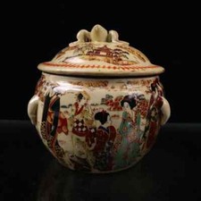 Antique Porcelain Decoration of Jingdezhen Pink Colored Lady Pattern Tea Can picture