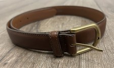 LL Bean Men’s Brown Full Grain Leather Belt Size 32 Brass Made in USA picture