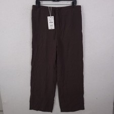 Zara Straight Leg Drawstring Pants Mens M Brown Relaxed Trousers 4277/029/700 picture