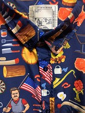 RSVLTS City of Pawnee Parks Rec Ron Swanson Grilling Blue Graphic KUNUFLEX 4XL picture