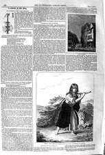 Original Old Antique Print 1852 Nell Gwyn Drury-Lane Maypole Denise La Victorian picture