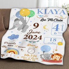 Personalized Birth Stats Baby Blanket Newborn Keepsake Baby Shower Gift Custom picture