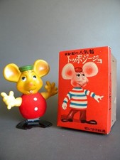 Vintage Topo Gigio Tin Wind-Up Toy & Soft Vinyl Figure Working Used Rare picture