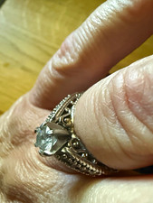 14k White Gold Clear 3/4 Ct Diamond Engagement Ring Pavé Band Size 8 picture