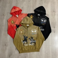 Vale Forever Zip Up Hoodie Faded Equestrian Horse Graphic Embroidered Jacket picture