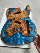 5A Handmade Guitar Body Blue Resin Mahogany Wood Burl Wood Grain Artistic Finish picture