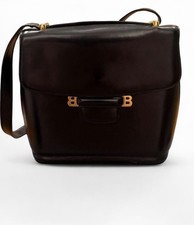 BALLY Rare Vintage Black Leather Handbag Shoulder Bag Made in Italy 1627-99 picture