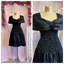 Vintage 80s 90s Black Mini Dress New Wave Romantic Whimsy Goth Cocktail S/M picture
