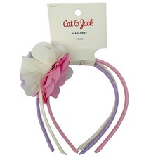 Girls 3pk Chiffon Flower Headbands Cat & Jack Pink Purple Cream Hair Accessories picture