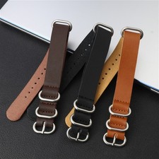 High Quality Retro Leather Watch Straps 18 20 22mm Mens One Piece Band Universal picture